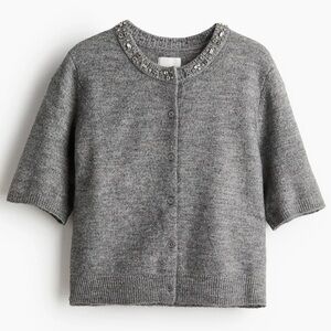 H&M Gray Embellished Cardigan